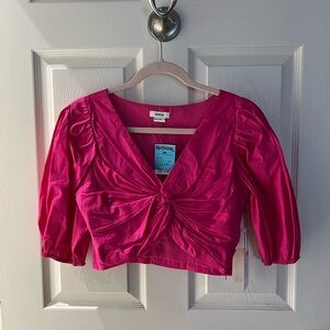 Jason Wu fuschia front-knot crop blouse, NWT
